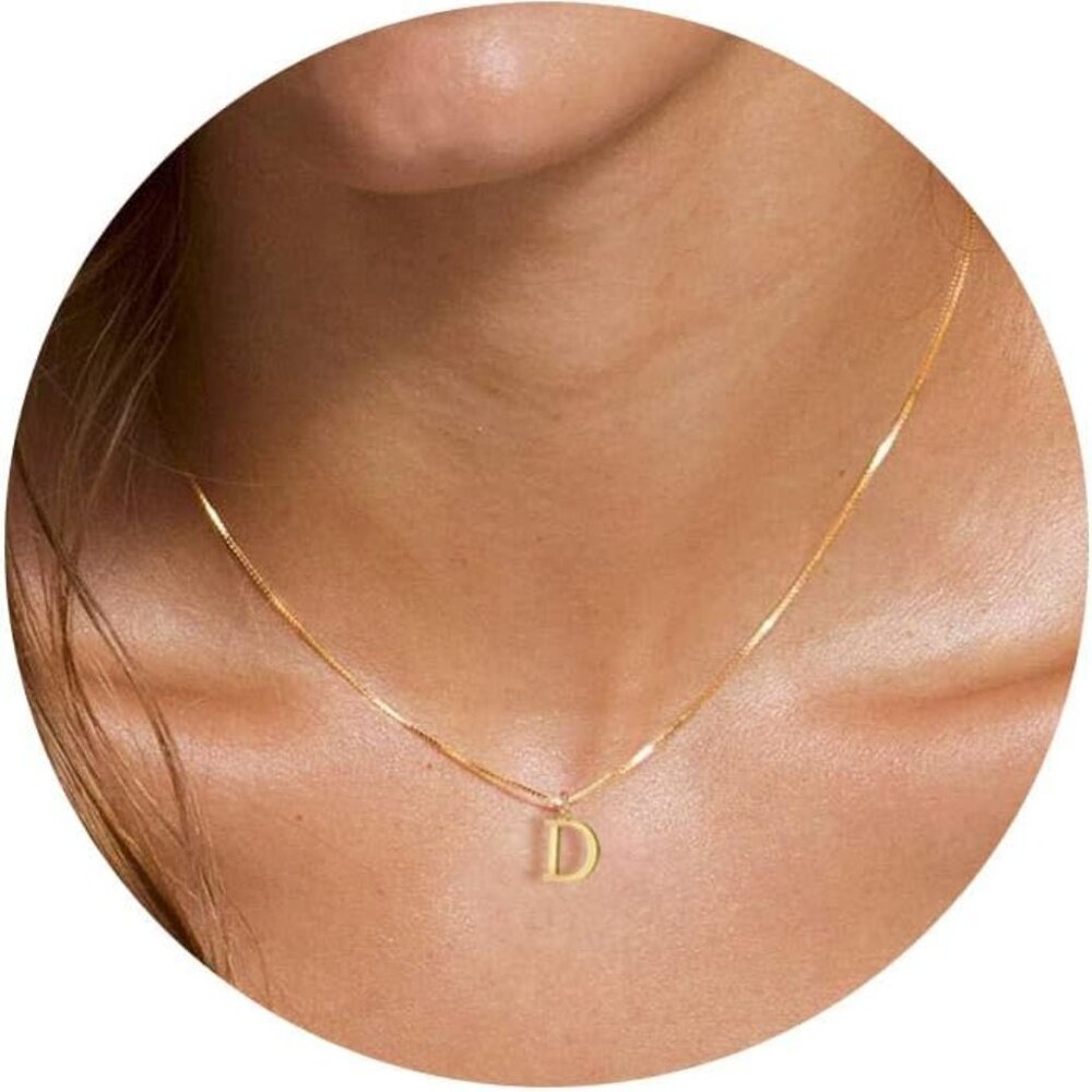 Gold Initial Necklaces for Women, Dainty Gold Necklace Tiny A-Z Pendant Choker N